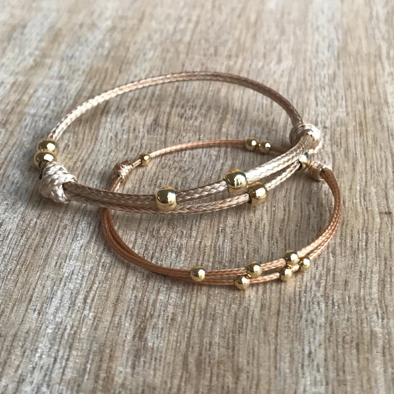 Mesh charm bangles-Amelia Gold Beaded Bracelets