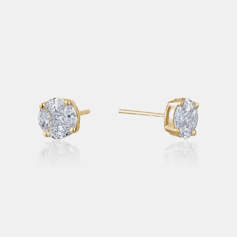 Bold druzy earrings-Diamond Illusion Studs