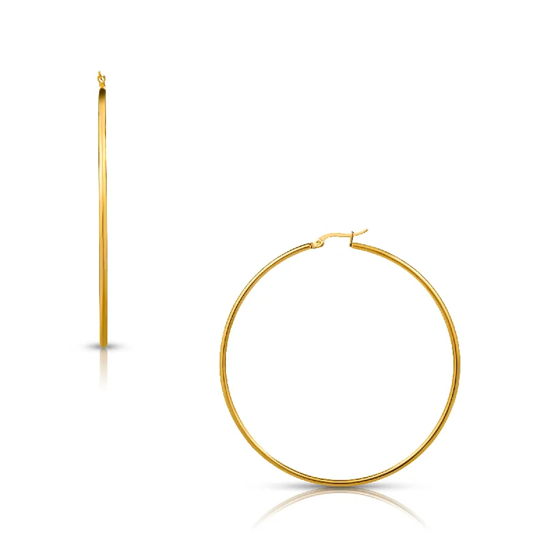 Silk fringe earrings-Laurette Medium Hoop Earring