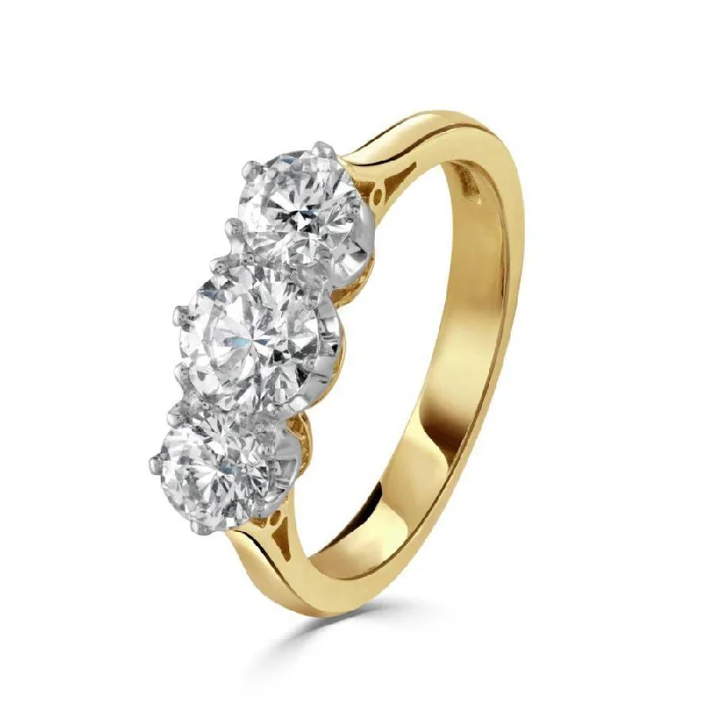 Spirit charm engagement rings-18ct Yellow Gold Round Brilliant Cut Diamond Trilogy Ring