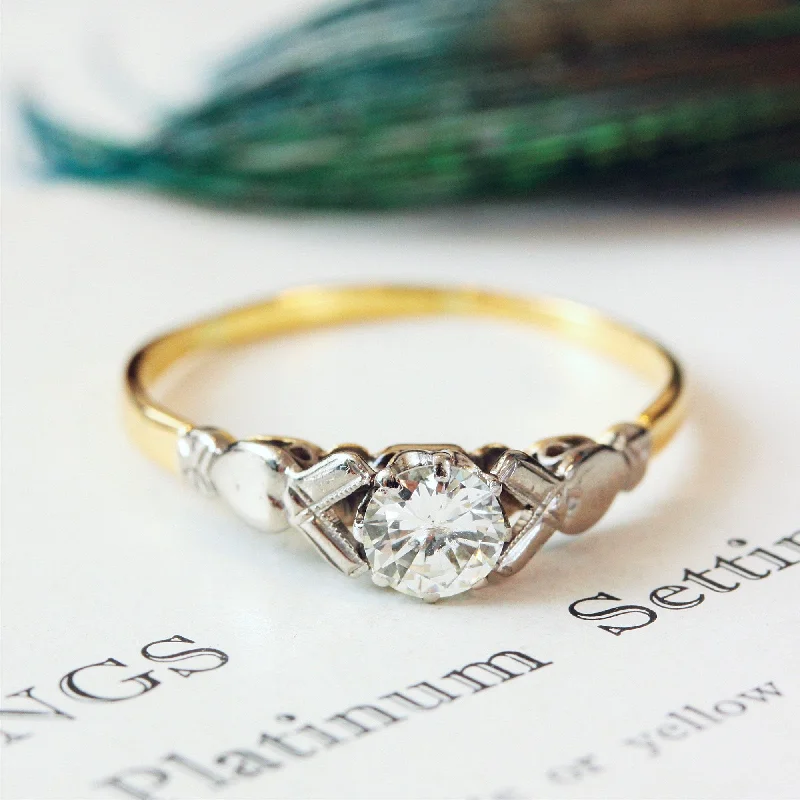 Dainty gold rings-Darling Vintage Diamond Engagement Ring