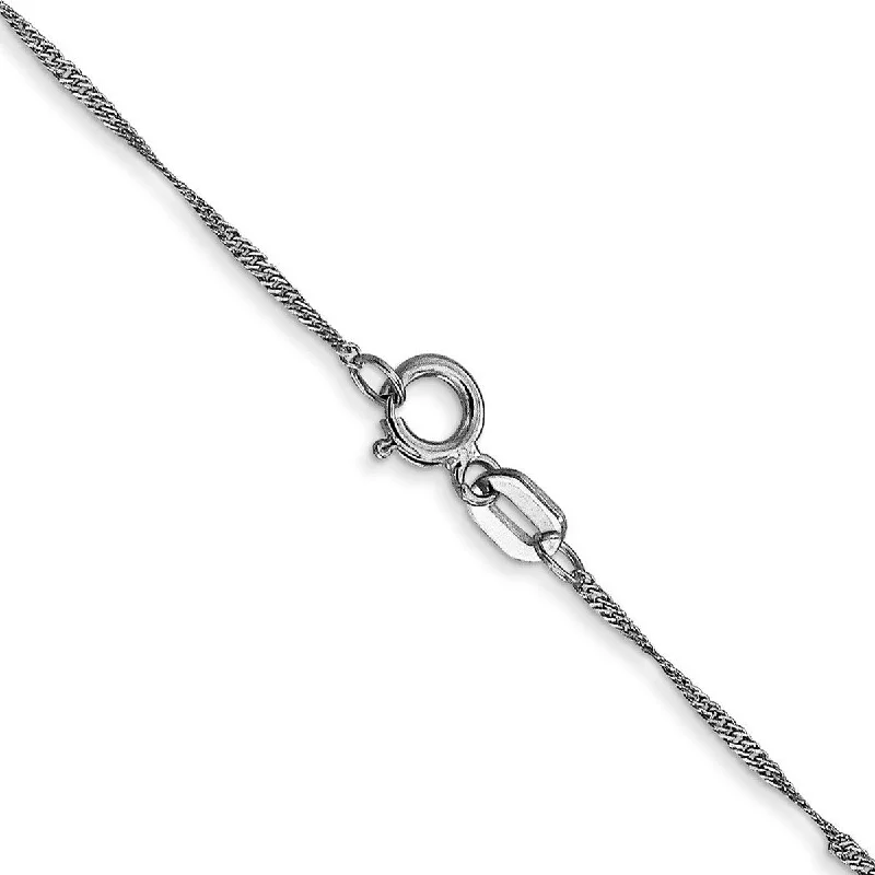 Curata 14k White Gold Solid 1.0mm Diamond-cut Singapore Chain Necklace Options: 16 18 20 24 30