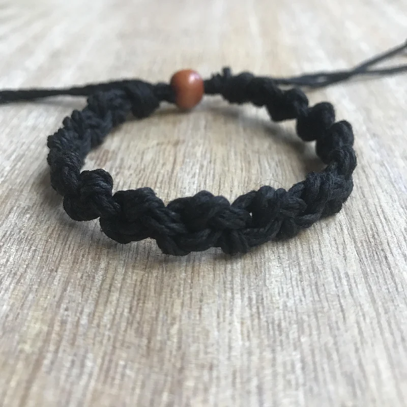 Mystic eye bangles-Hillsboro Black Hemp Unisex Bracelet