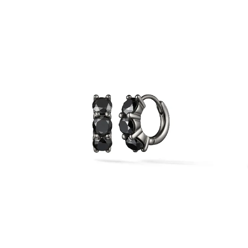 Reef knot earrings-SADIE HUGGIE HOOP (4mm, Black Diamond)