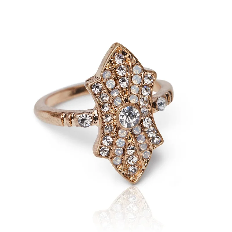 Tiny star rings-Crystal art deco ring