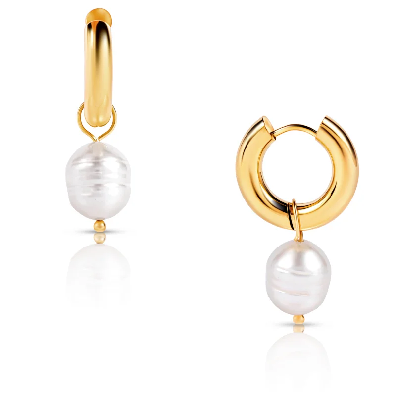 Retro flair earrings-Melrose Mini Hoop Pearl Earring