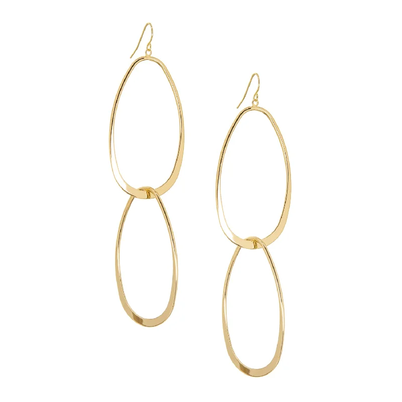 Smooth drop earrings-double oval link drop earring