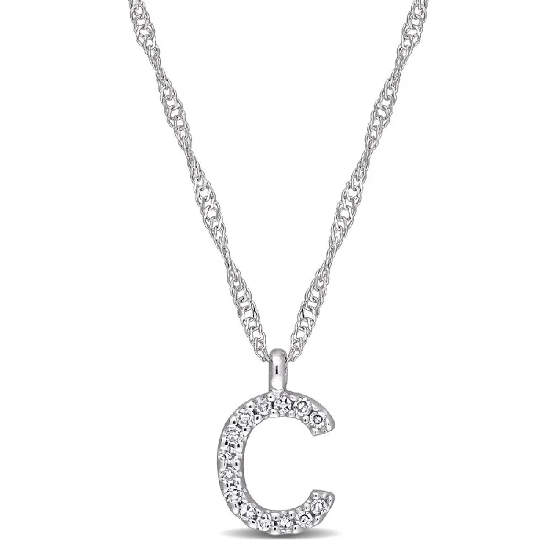 Miadora 14k White Gold Diamond Accent C Initial Necklace