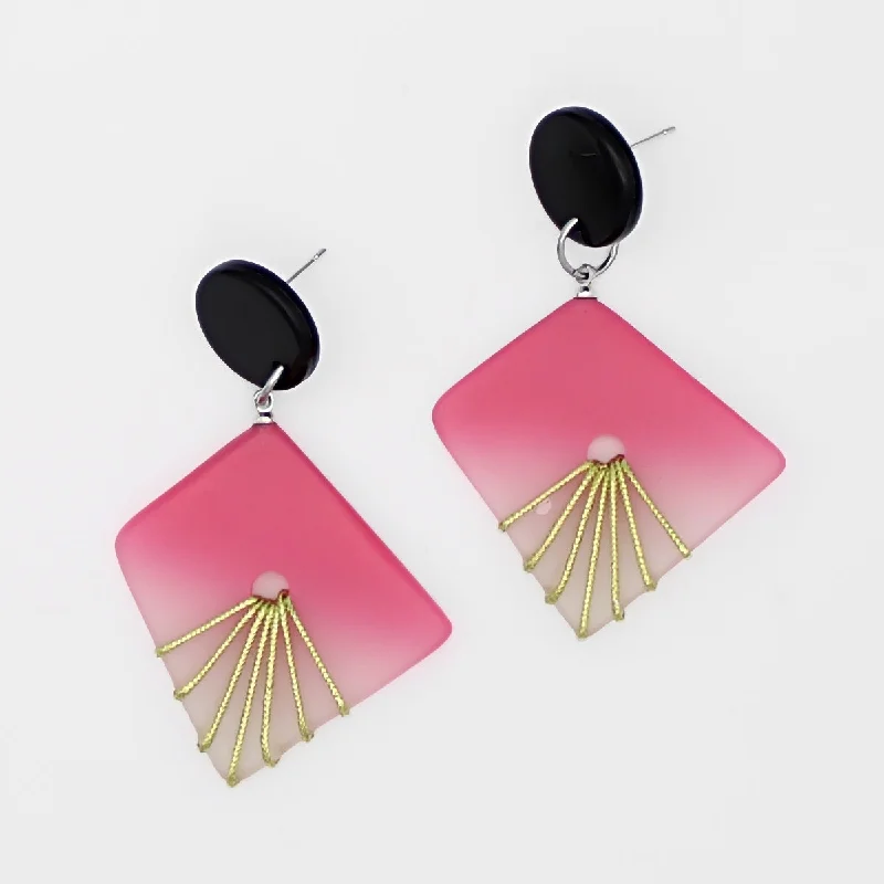 Light clay earrings-Pink and Gold Thalia Drop Earrings