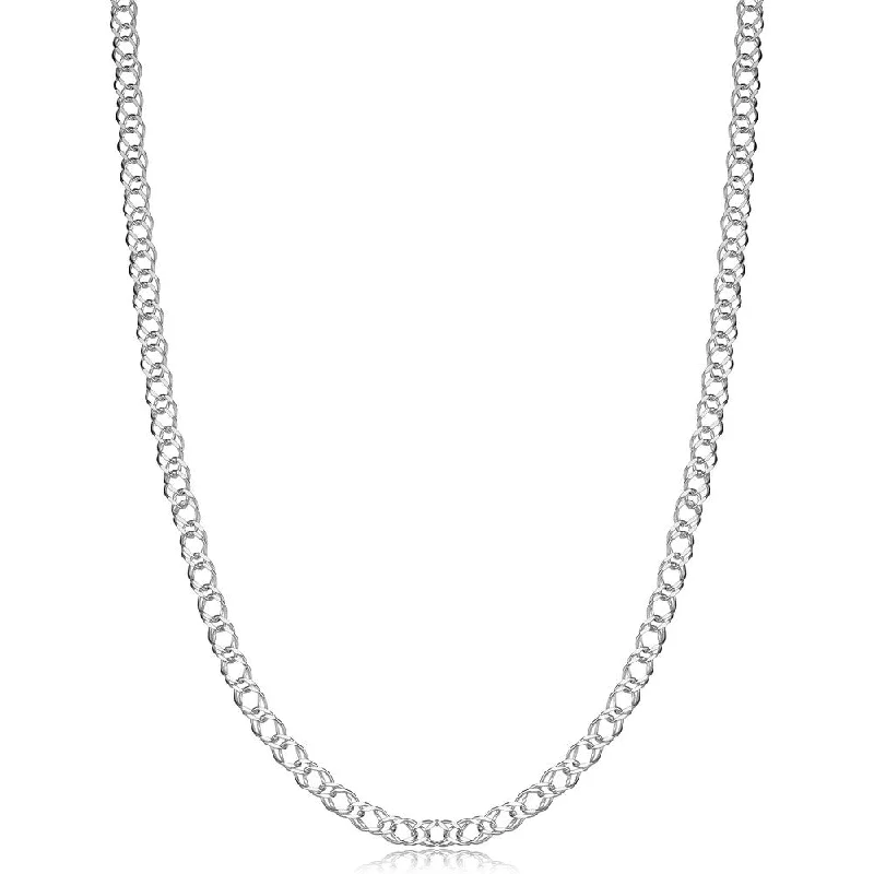 Fremada Sterling Silver 2.8mm Fancy Double Curb Link Chain Necklace