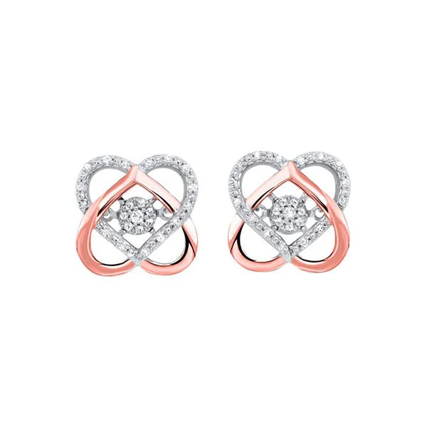 Polished gem earrings-10KT WHITE ROSE GOLD DIAMOND (1/10 CTW) EARRING