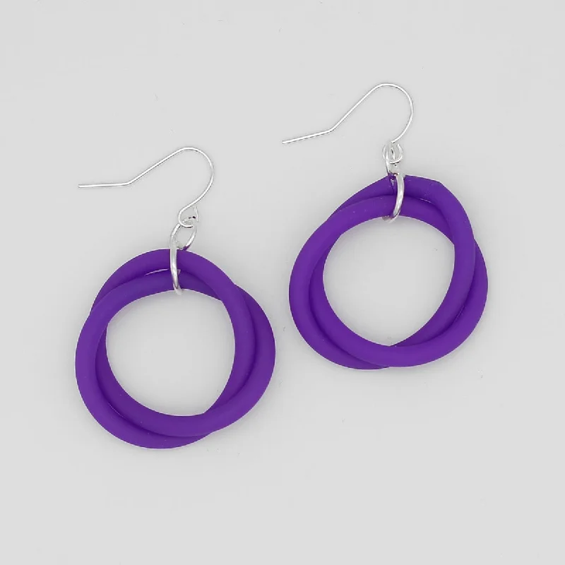 Solid hoop earrings-Purple Cefalu Swirl Earring