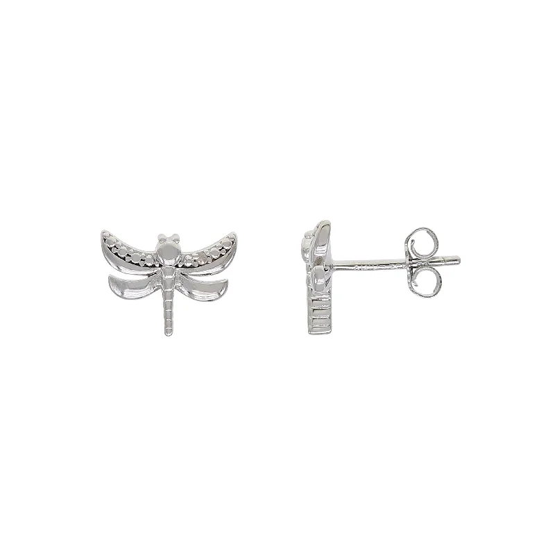 Vibrant gem earrings-Victoria Townsend .925 Sterling Silver Diamond Accent Dragonfly Stud Earring