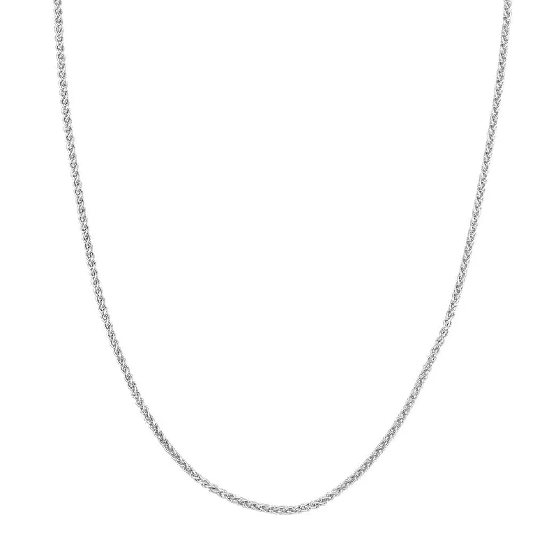 Curata 925 Sterling Silver Rhodium Plated 2.25mm Round Wheat Chain Necklace (Lobster)