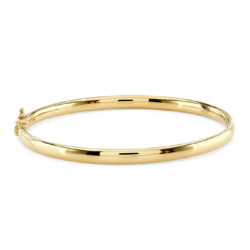 Tiny wing engagement rings-9ct Yellow Gold 4mm Ovl Solid Bangle