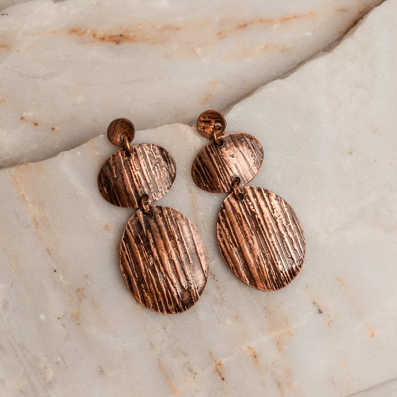 Silk fringe earrings-Gina Copper Earrings