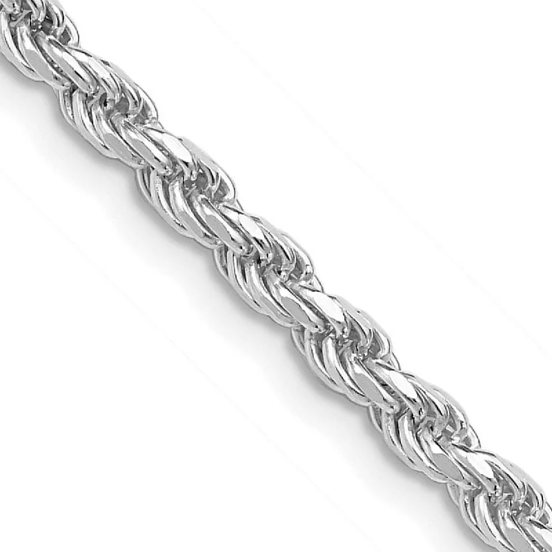 Curata 925 Sterling Silver Rhodium 3mm Diamond Cut Rope Chain Necklace for Men