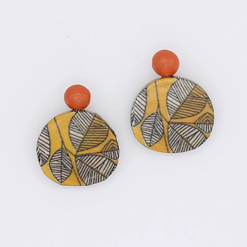 Two-tone earrings-Orange and Gold Fall Feeling Earrings