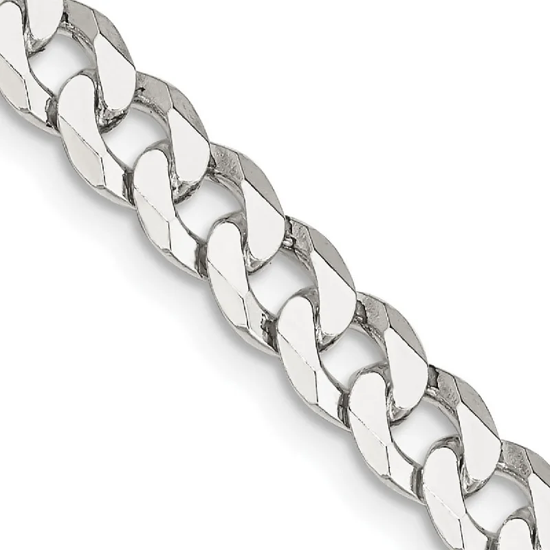 Curata 925 Sterling Silver 6mm Beveled Curb Chain Necklace for Men