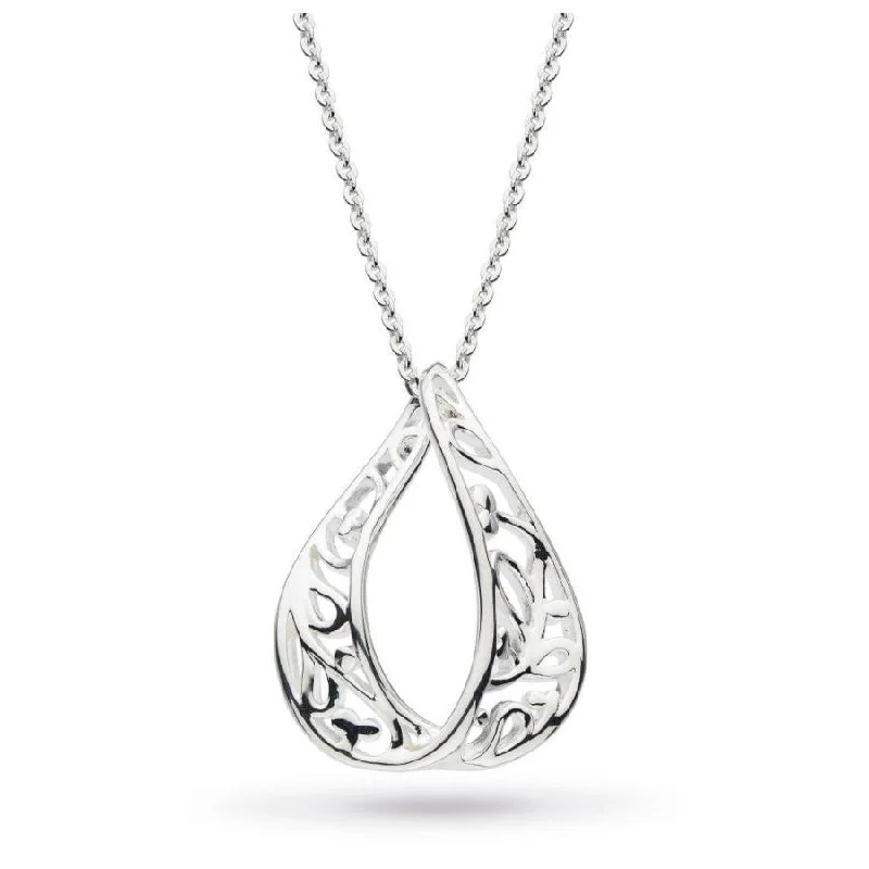 Surf design engagement rings-Silver Blossom Flourish Loupe Necklace