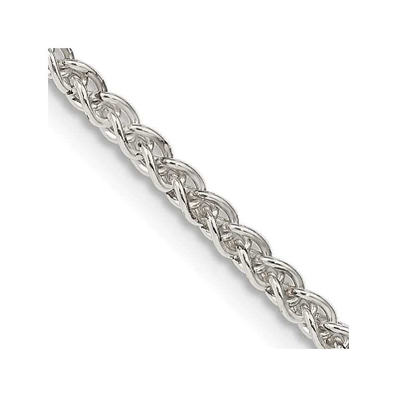 Curata 925 Sterling Silver 2.5mm Round Spiga Chain Necklace