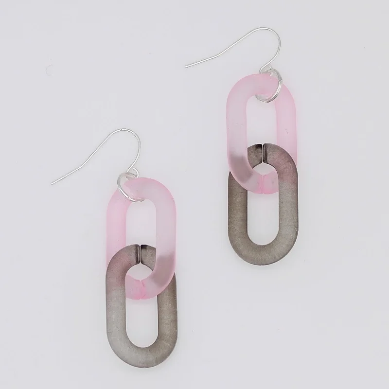 Subtle dangle earrings-Gray Resin Link Dangle Earring