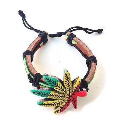 Ruby gem bangles-Rasta Canna Leaf Ganja Leaf Bracelet Hippie Reggae Jamaica One Love Bob IRIE