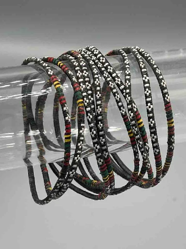 Tiny wing bangles-Narrowest Finest Design Recycled Plastic Bracelet - Black & White