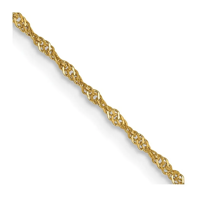 Curata 14k Yellow Gold Solid 1.10mm Diamond-cut Singapore Chain Necklace Options: 16 18 20 24 30