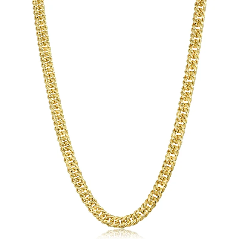 Solid 14k Yellow Gold Filled 6.0 mm Double Curb Link Chain Necklace For Men and Women