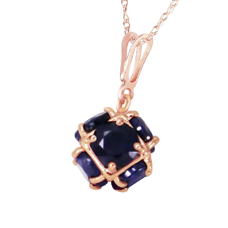 4.30 Carat 14K Solid Gold Sapphire Gemstone Necklace Genuine