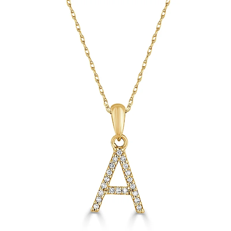 Joelle 1/10 ctw Diamond Initial Pendant Necklace 14K Gold adjustable 16 to 18 inch Chain - Personalized Gift