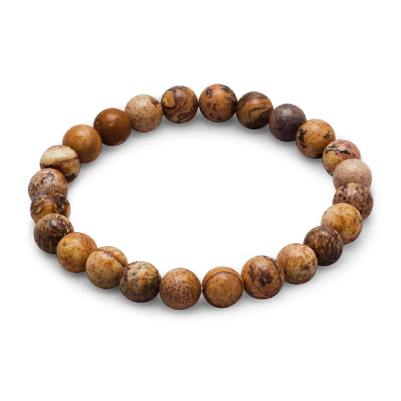 Silk thread bangles-Picture Jasper Stretch Bracelet