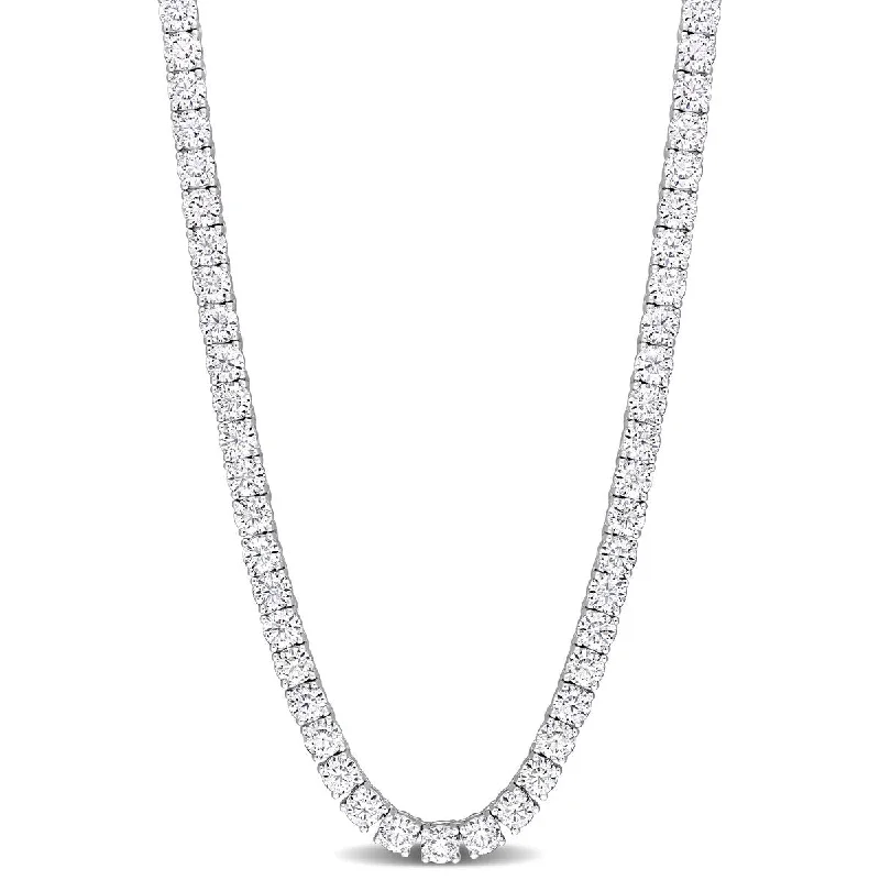 Eternally Yours 26 1/2ct DEW Created Moissanite Tennis Necklace in Sterling Silver