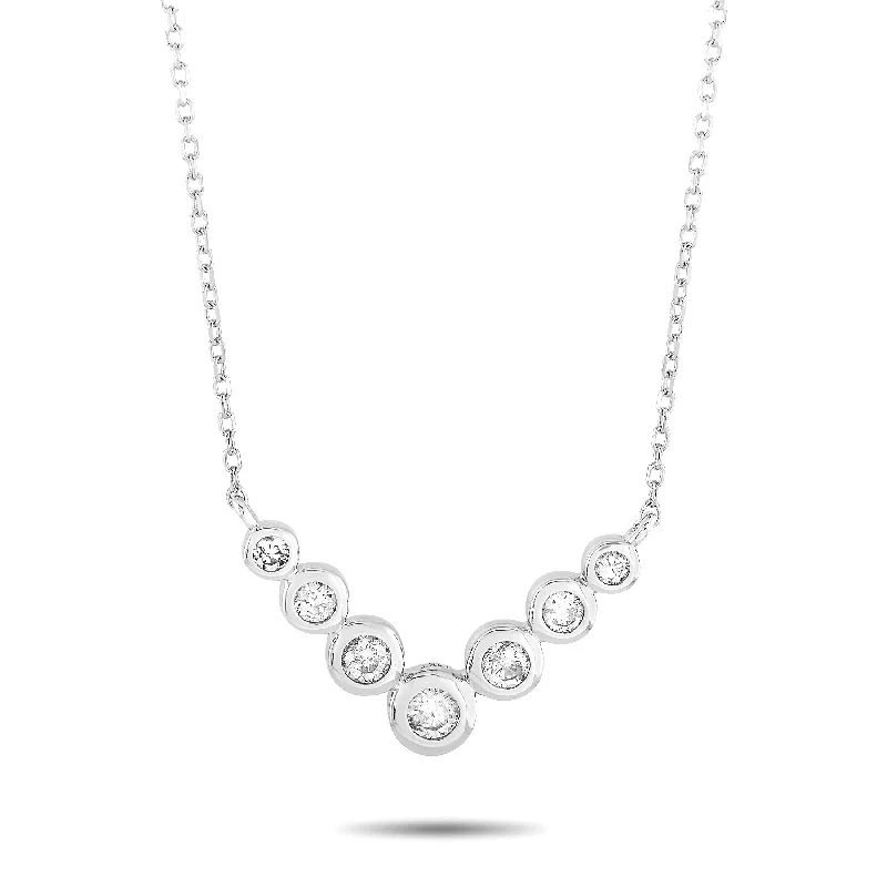 White Gold 0.25ct Diamond Necklace ANK-15739 Length 16 Inch