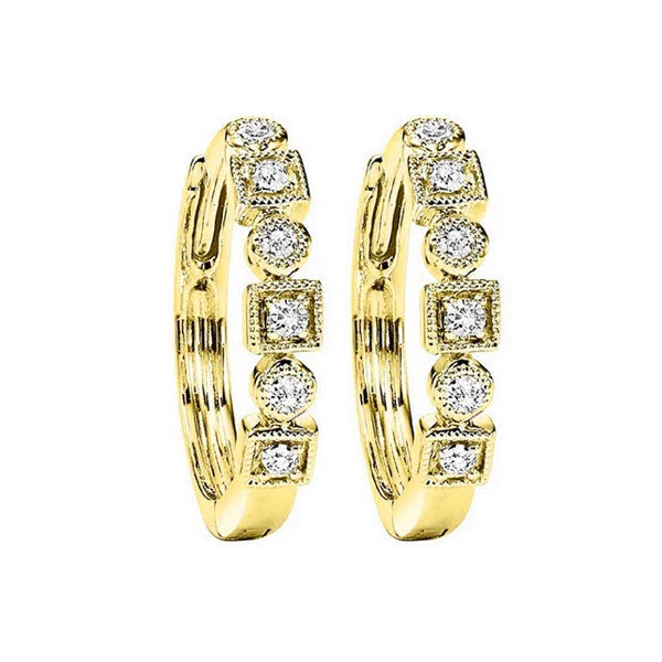 Bead weave earrings-10KT YELLOW GOLD DIAMOND (1/8CTW) EARRING