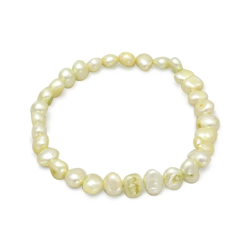 Loop charm bangles-Lime Green Cultured Freshwater Pearl Stretch Bracelet