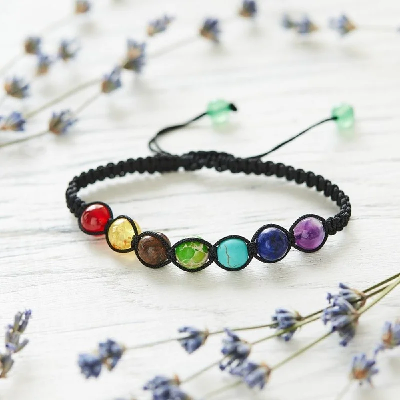 Reef knot bangles-Rainbow Chakra Bead Bracelet