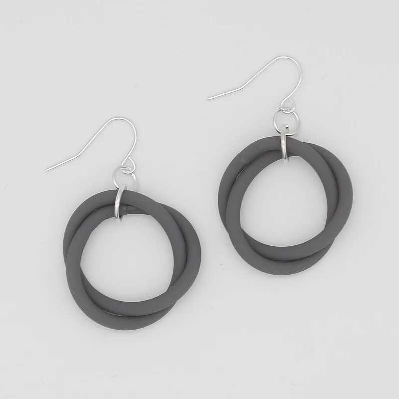 Leaf charm earrings-Gray Cefalu Swirl Earring