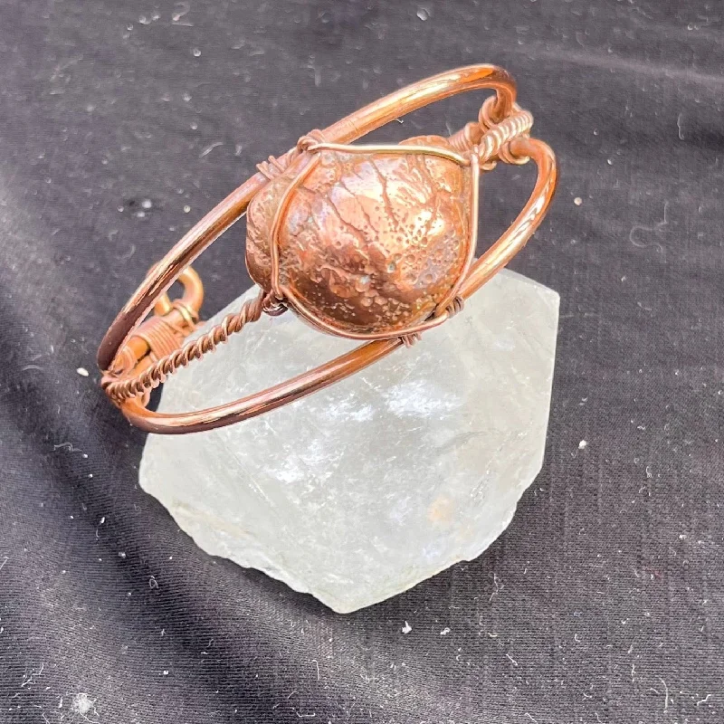 Etched design bangles-Copper Nodule Copper Cuff  Bracelet