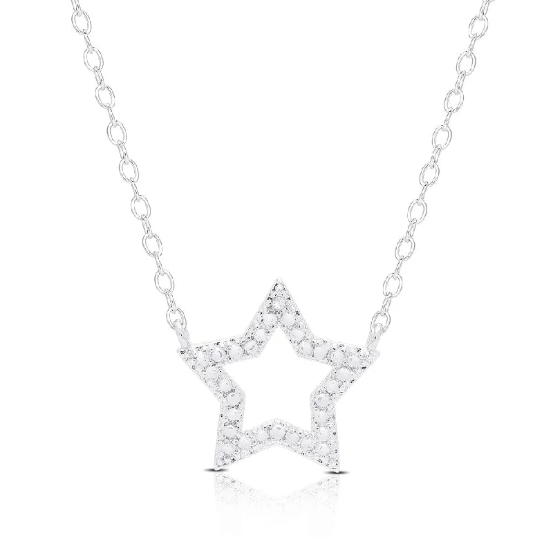 Finesque Silver Overlay Diamond Accent Star Necklace