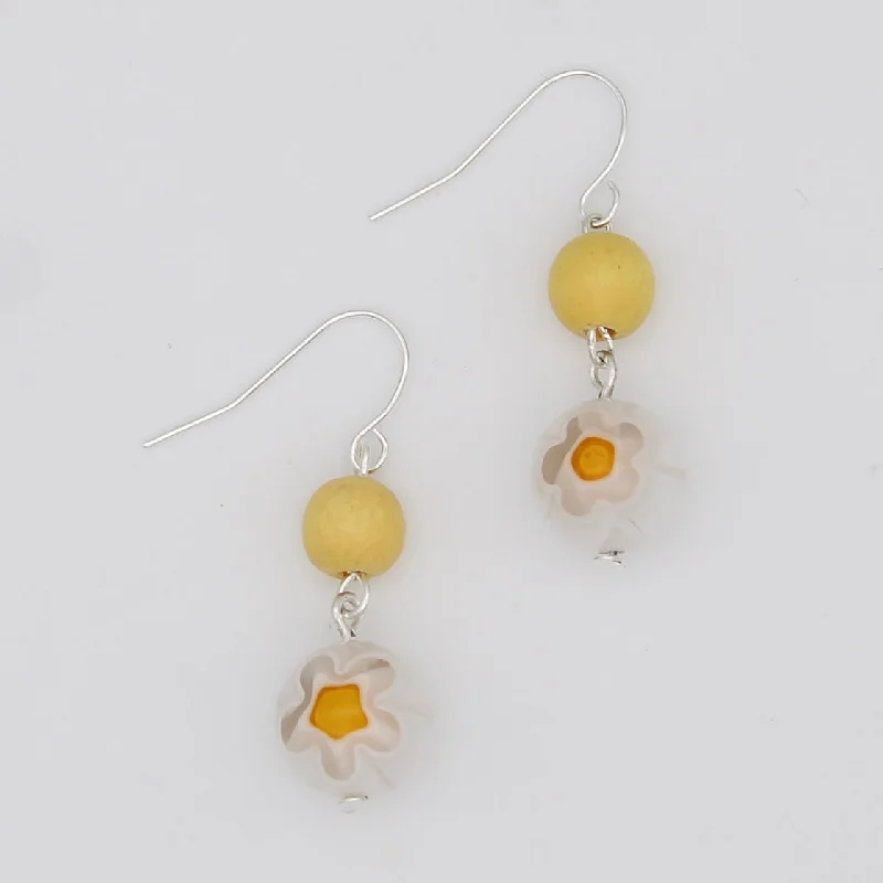 Wide tier earrings-Yellow and White Garden Drop Earring