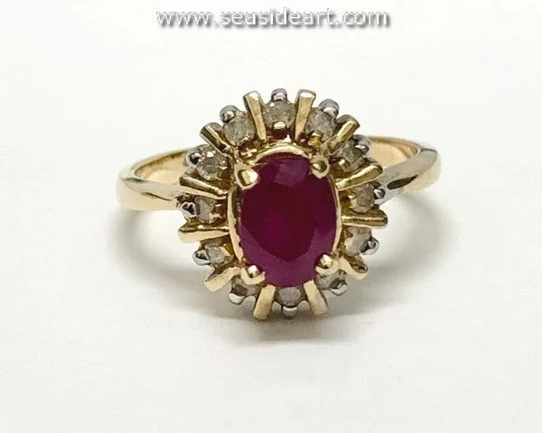 Cord edge rings-Ruby & Diamond Ring-14K Yellow Gold