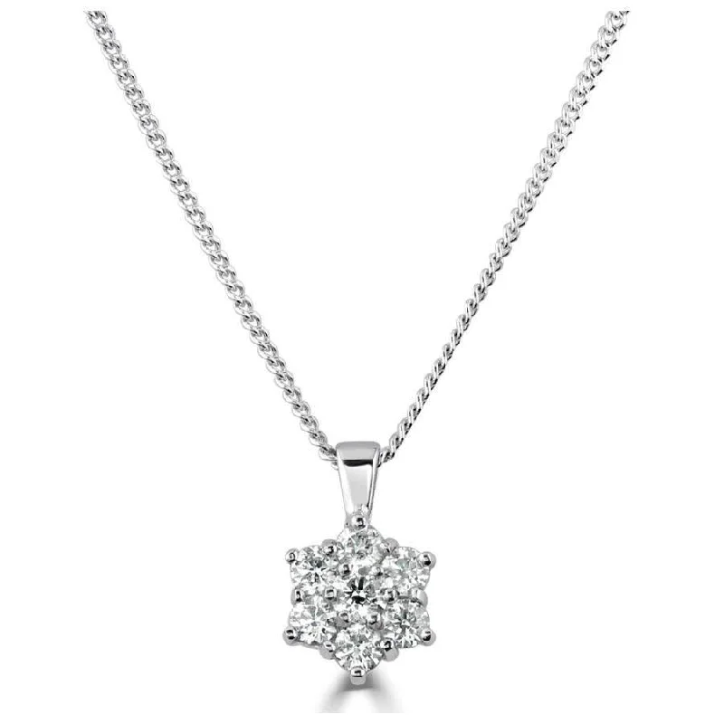 Handcrafted engagement rings-18ct White Gold Round Brilliant Cut Diamond 7-Stone Pendant