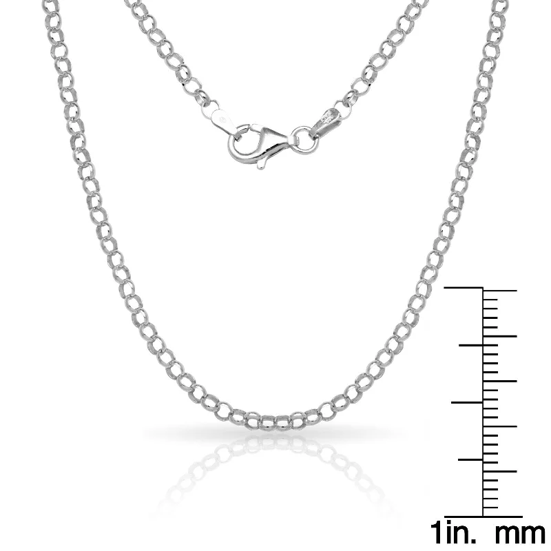 Sterling Silver Italian 3mm Rolo Chain Necklace (16'-30") - White