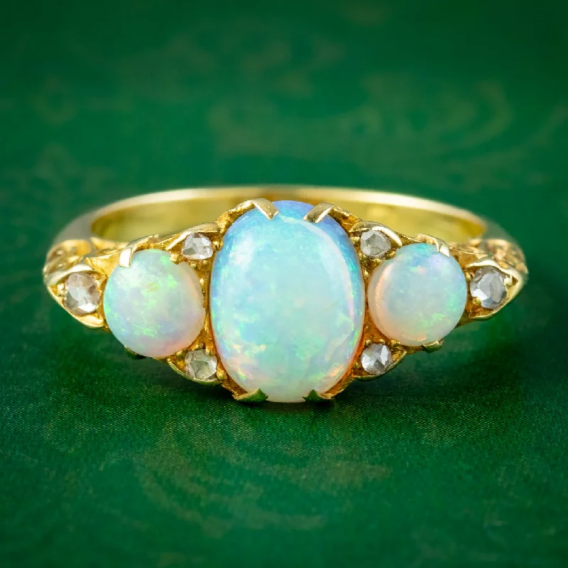 Plaited design rings-Antique Edwardian Opal Diamond Ring 2.5ct Of Opal