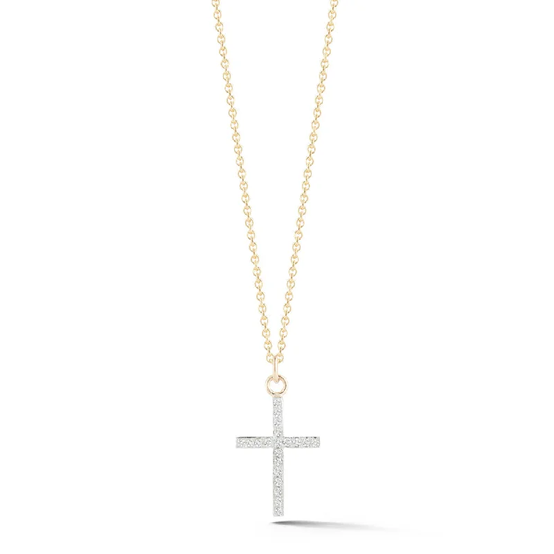 14kt Small Men's Diamond Cross Necklace