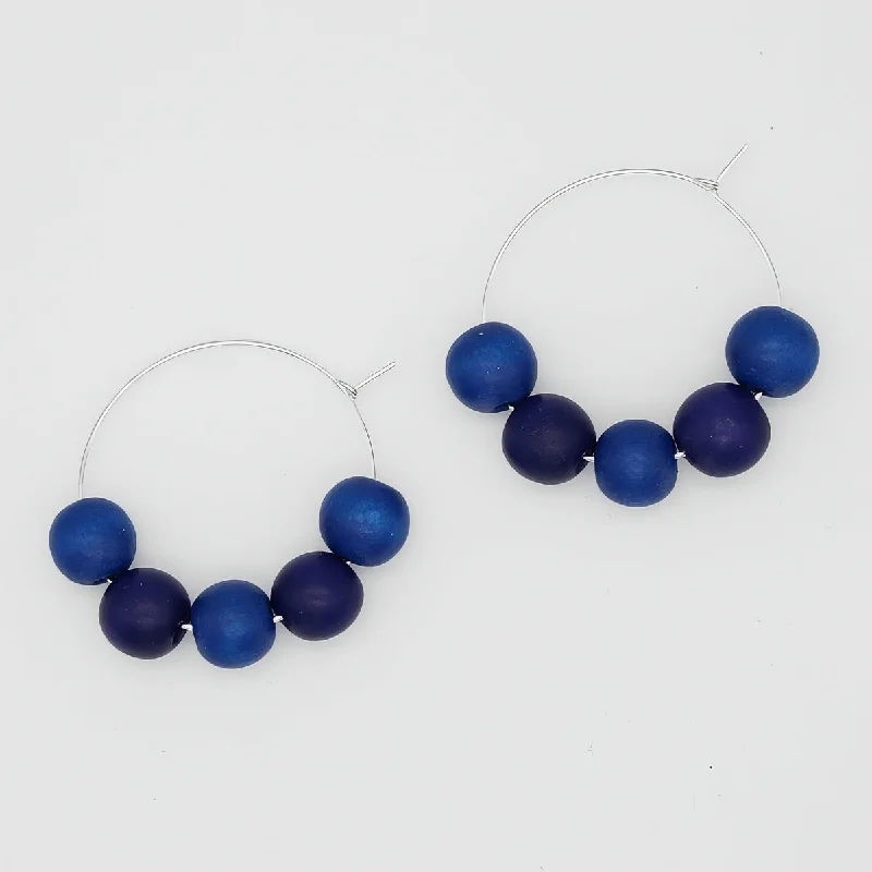 Sleek gem earrings-Blue Hoop Dangle Earring