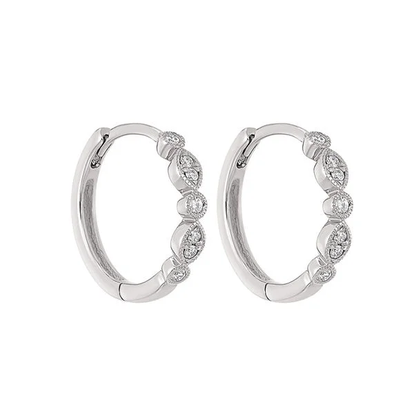 Layered tier earrings-14KT WHITE GOLD DIAMOND (1/6CTW) EARRING