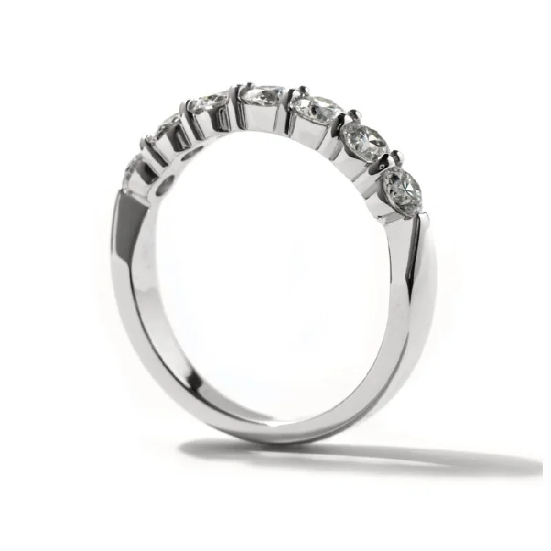 Leaf design engagement rings-0.49ct Roudn Brilliant Cut Diamond 7-Stone 18ct White Gold Half Eternity Band